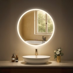 Espejo de baño Laconia 60 con Bluetooth, cristal transparente