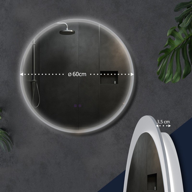 Espejo de baño Laconia 60 con Bluetooth, cristal transparente