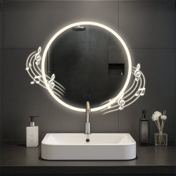 Espejo de baño Laconia 60 con Bluetooth, cristal transparente