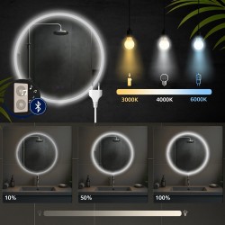 Espejo de baño Laconia 60 con Bluetooth, cristal transparente