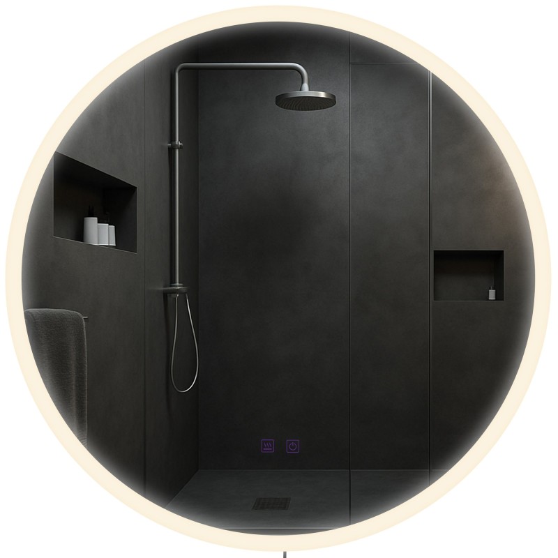 Espejo de baño Laconia 70 con Bluetooth, cristal transparente