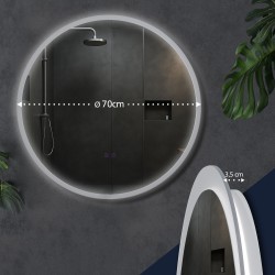 Espejo de baño Laconia 70 con Bluetooth, cristal transparente