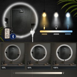 Espejo de baño Laconia 70 con Bluetooth, cristal transparente