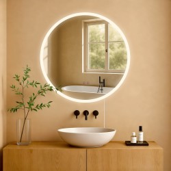 Espejo de baño Laconia 70 sin Bluetooth, cristal transparente