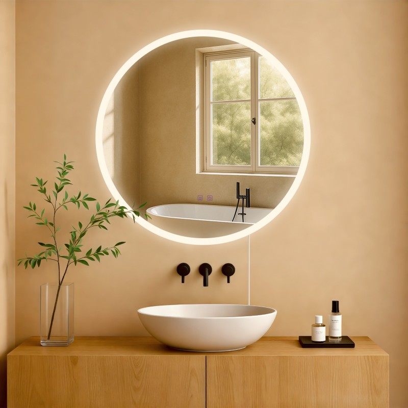 Espejo de baño Laconia 70 sin Bluetooth, cristal transparente