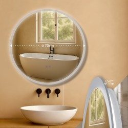 Espejo de baño Laconia 70 sin Bluetooth, cristal transparente