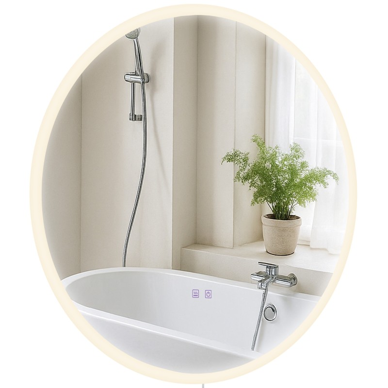Espejo de baño Laconia 70 sin Bluetooth, cristal transparente