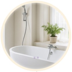 Espejo de baño Laconia 70 sin Bluetooth, cristal transparente
