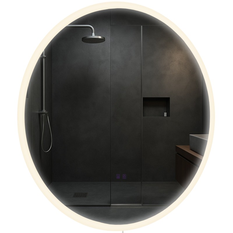 Espejo de baño Laconia 80 con Bluetooth, cristal transparente