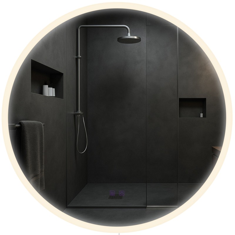 Espejo de baño Laconia 80 con Bluetooth, cristal transparente