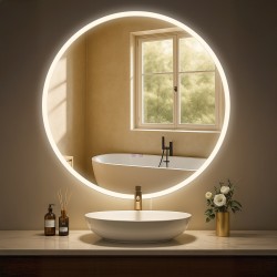 Espejo de baño Laconia 80 con Bluetooth, cristal transparente