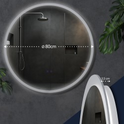 Espejo de baño Laconia 80 con Bluetooth, cristal transparente