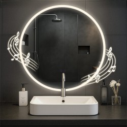 Espejo de baño Laconia 80 con Bluetooth, cristal transparente