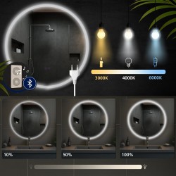 Espejo de baño Laconia 80 con Bluetooth, cristal transparente