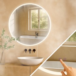 Espejo de baño Laconia 80 sin Bluetooth, en cristal transparente