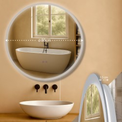 Espejo de baño Laconia 80 sin Bluetooth, en cristal transparente