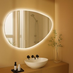 Espejo de baño Almafie de 65x75 cm con Bluetooth y cristal transparente