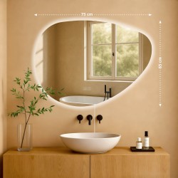 Espejo de baño Almafie de 65x75 cm con Bluetooth y cristal transparente