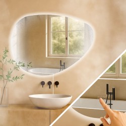 Espejo de baño Almafie de 65x75 cm con Bluetooth y cristal transparente