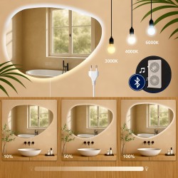 Espejo de baño Almafie de 65x75 cm con Bluetooth y cristal transparente