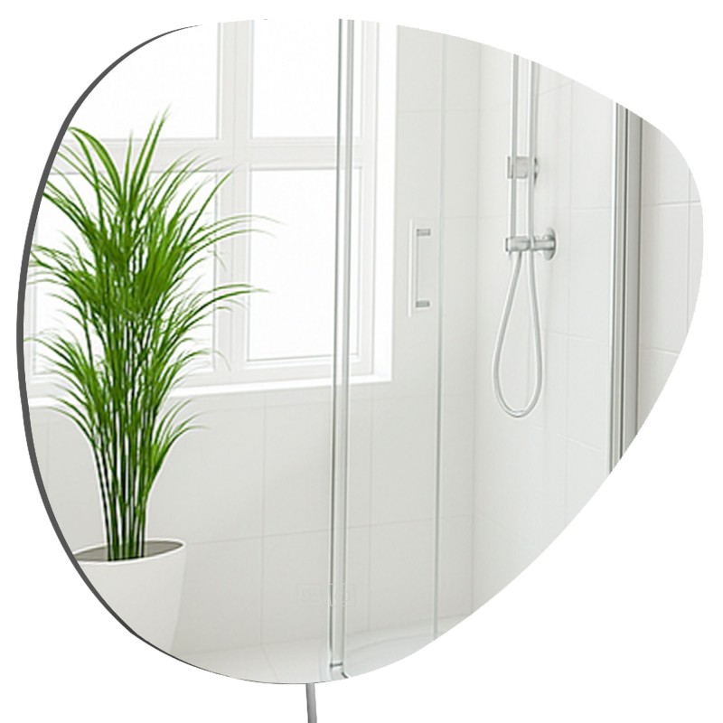 Espejo de baño Almafie 65x75 sin Bluetooth en cristal transparente