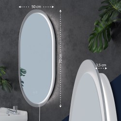 Espejo de baño Karishma de 70x50 cm con Bluetooth y cristal transparente