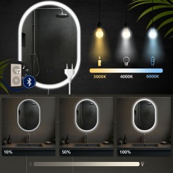 Espejo de baño Karishma de 70x50 cm con Bluetooth y cristal transparente