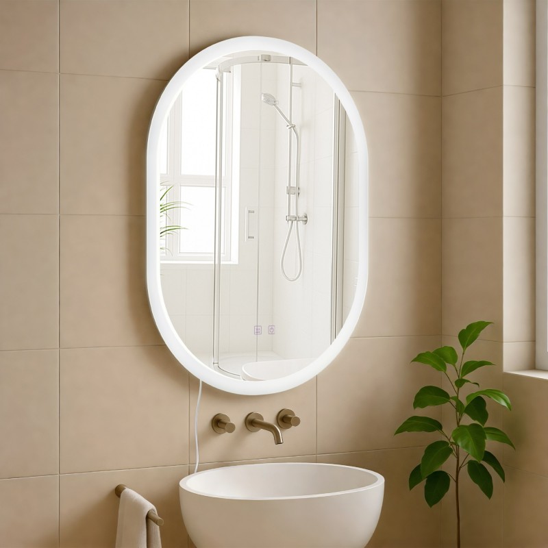 Espejo de baño Karishma 70x50 sin Bluetooth en cristal transparente
