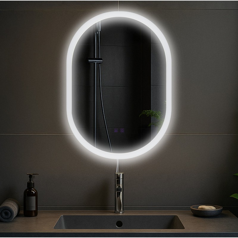 Espejo de baño Karishma 70x50 sin Bluetooth en cristal transparente