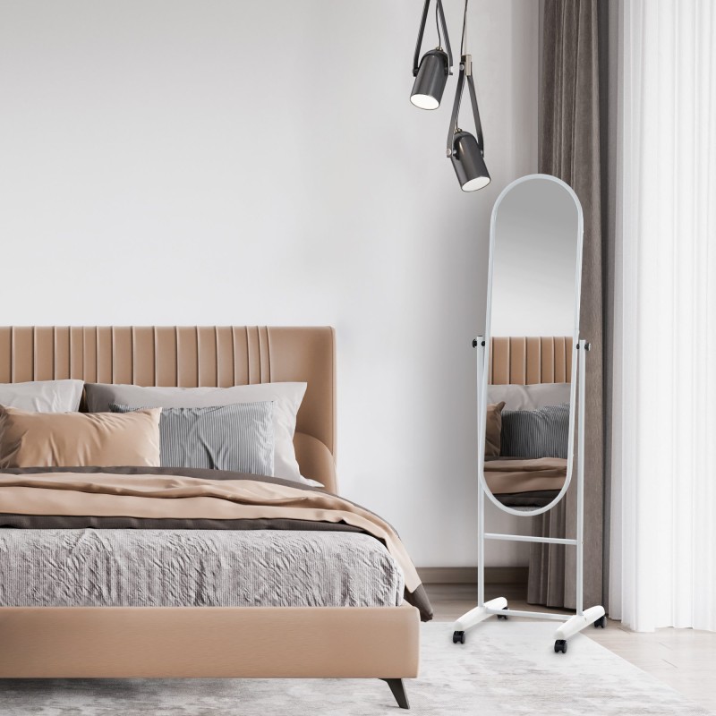 Espejo de pie ovalado blanco Nane