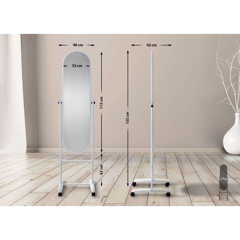 Espejo de pie ovalado blanco Nane