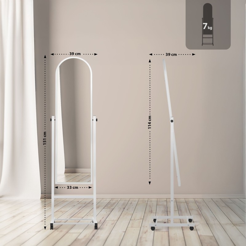 Espejo de pie blanco