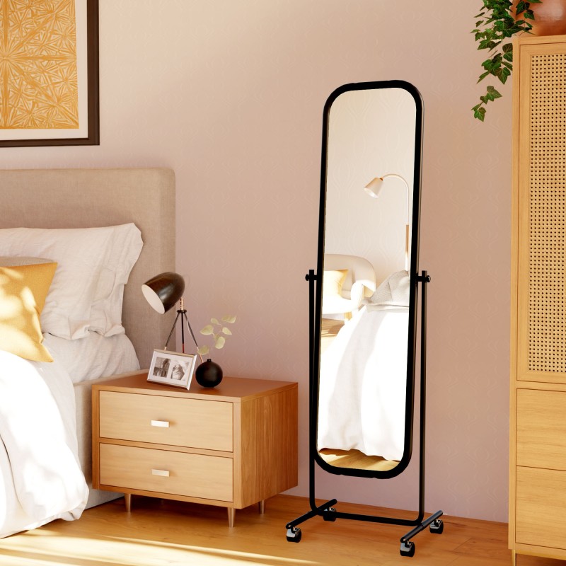 Espejo de pie cuadrado negro Medusa