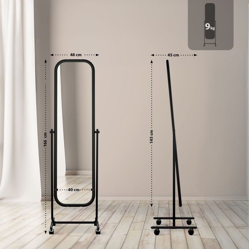 Espejo de pie cuadrado negro Medusa