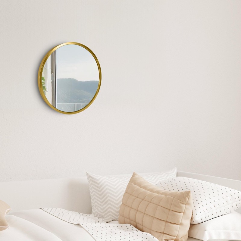 Espejo de pared Elsie S, acabado dorado brillante