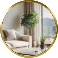 Espejo de pared Elsie S, acabado dorado brillante
