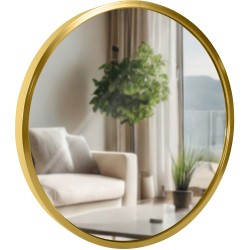 Espejo de pared Elsie S, acabado dorado brillante