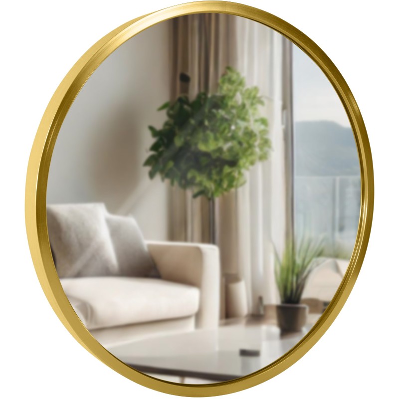 Espejo de pared Elsie S, acabado dorado brillante