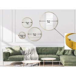 Espejo de pared Elsie S, acabado dorado brillante