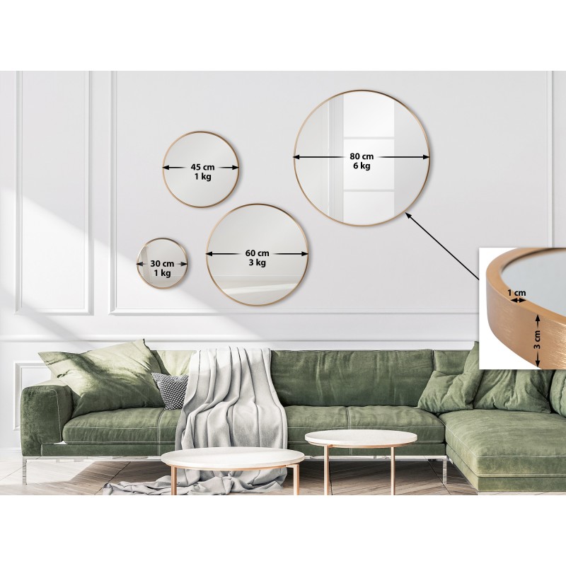 Espejo de pared Elsie S, oro mate