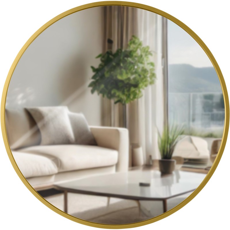 Espejo de pared Elsie M, acabado dorado brillante