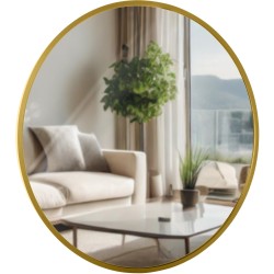 Espejo de pared Elsie M, acabado dorado brillante