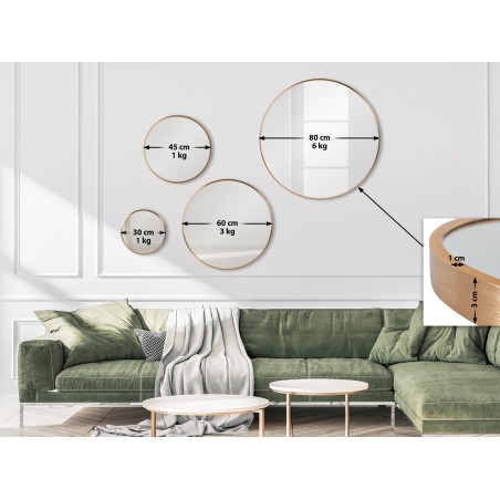 Espejo de pared Elsie M, oro mate