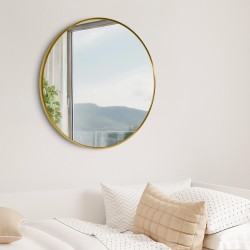 Espejo de pared Elsie L, acabado dorado brillante