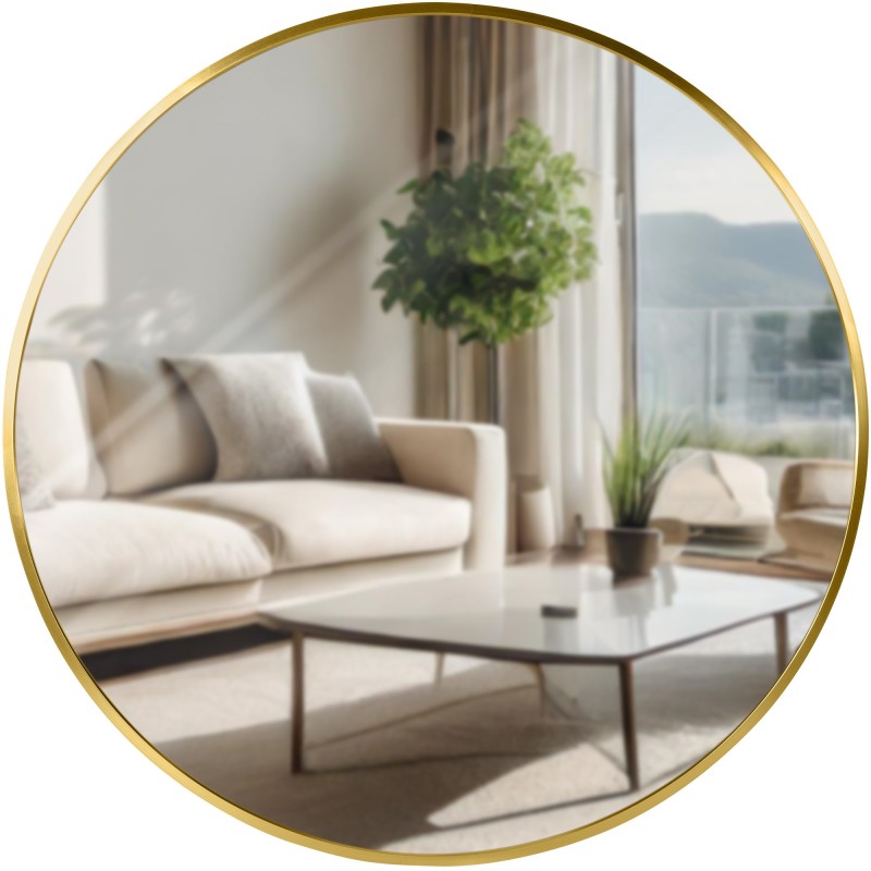 Espejo de pared Elsie L, acabado dorado brillante