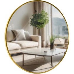 Espejo de pared Elsie L, acabado dorado brillante