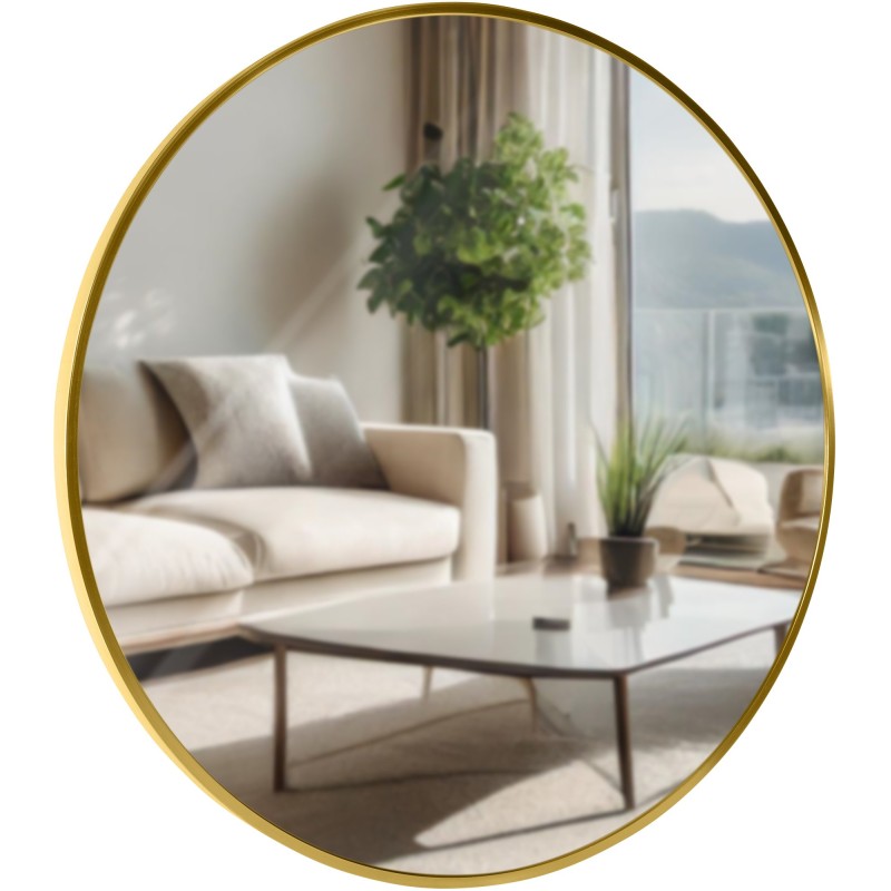 Espejo de pared Elsie L, acabado dorado brillante