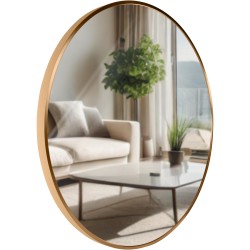 Espejo de pared Elsie L, dorado mate