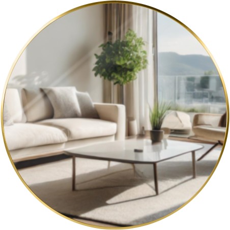 Espejo de pared Elsie XL, acabado dorado brillante