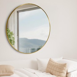 Espejo de pared Elsie XL, acabado dorado brillante